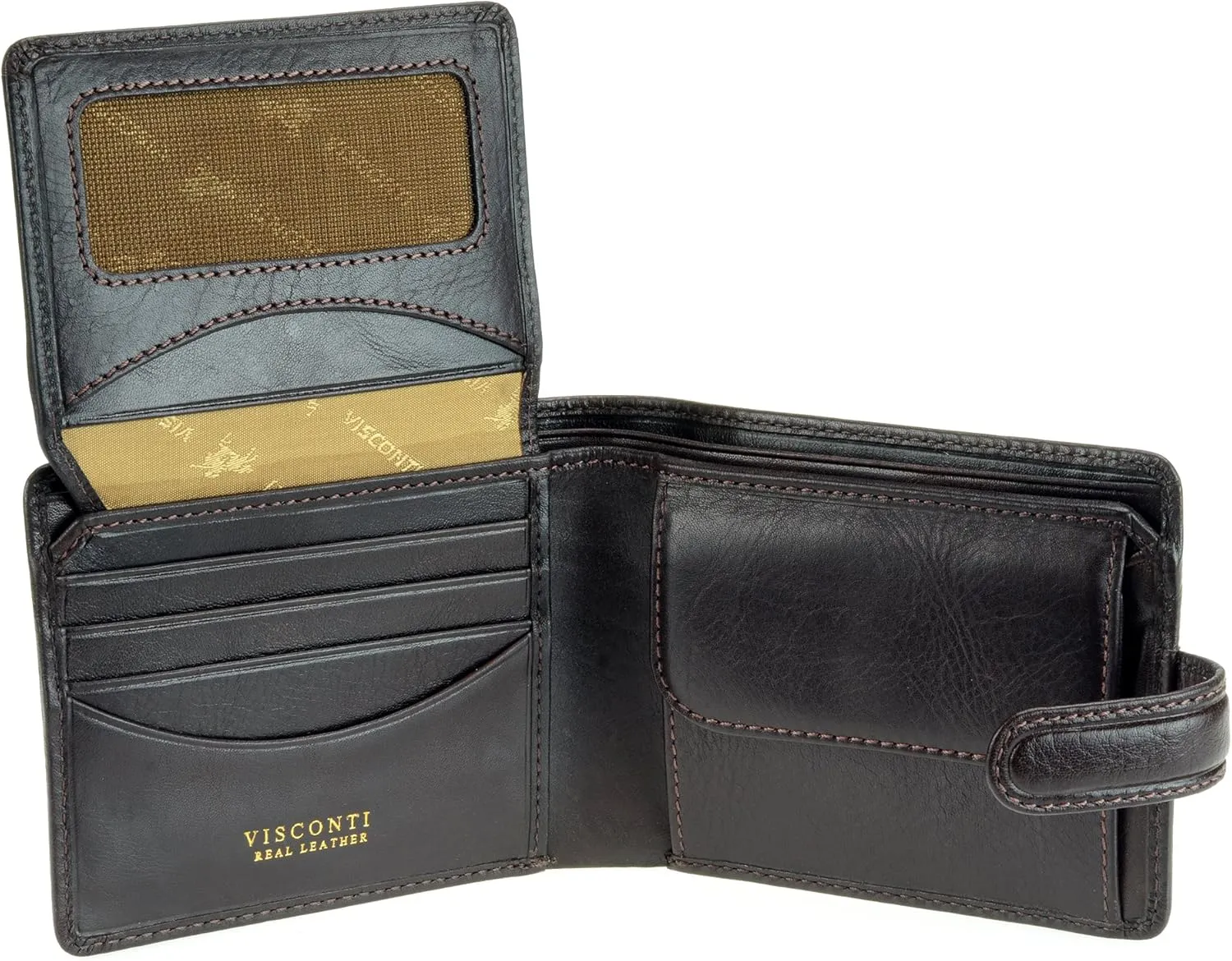 Visconti Tuscany 48 Secure RFID Blocking Genuine Leather ID Wallet (Brown)