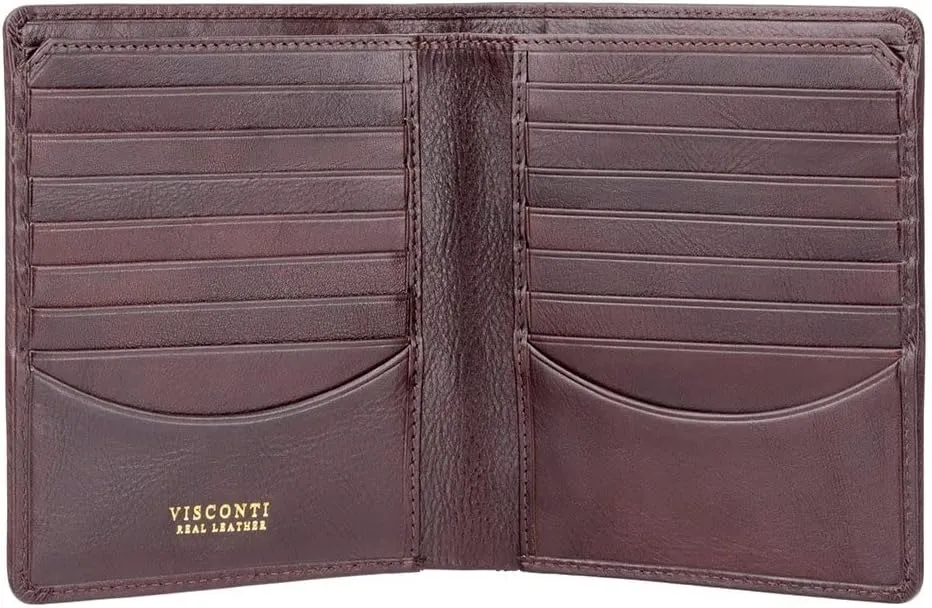 Visconti Tuscany 49 Secure RFID Blocking Genuine Leather Card Holder Wallet (Brown)