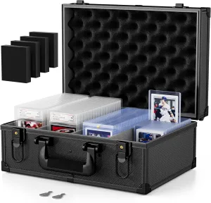Vitula Card Case Fits for 600 Toploaders or 120 PSA Slabs or 120 Magnetic Card Holders, Trading Cards Storage Box Fits for TCG, MTG, PKTG, Graded Cards, Lockable Card Carrying Case(L,BLACK)