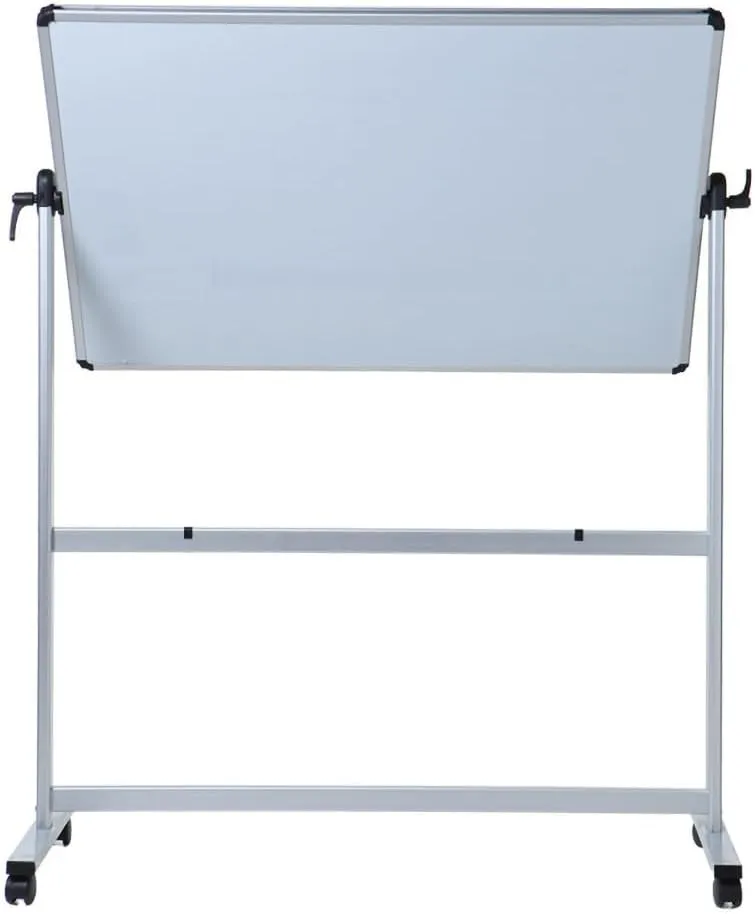 VIZ-PRO Double-Sided Magnetic Mobile Whiteboard, 48 x 36 Inches, Aluminium Frame and Stand