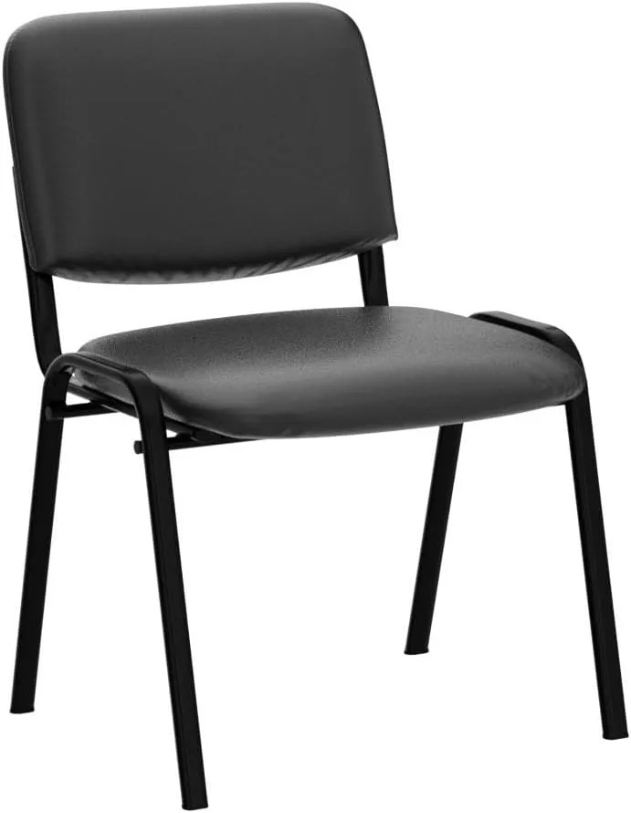 Waiting Room Chairs Set of 10 Stackable Conference Room Chairs Pu Leather Office Guest Chairs Side Reception Chairs for Breakroom/Lobby/Events/Church/School/Hall/Hotel,Black,10PCS