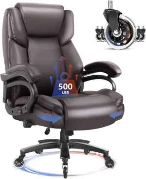 Waleaf 500lbs Big and Tall Office Chair, Heavy Duty Chair for Heavy People, Adjustable Ergonomic Lumbar Support Executive Chair, Large High Back and Quiet Rubber Wheels