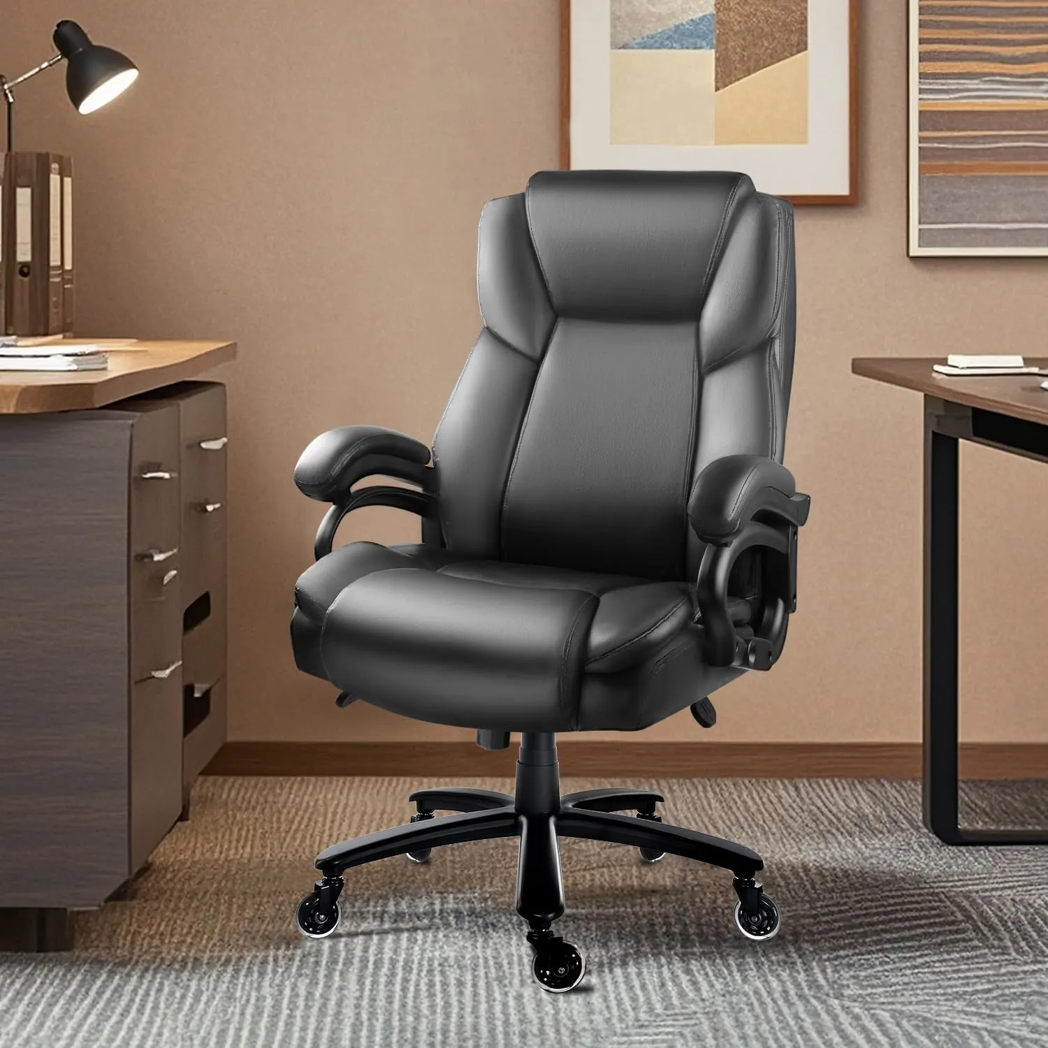 Waleaf Big & Tall Executive Office Chair - 500lbs, Adjustable Lumbar Support, Ergonomic Heavy Duty Chair for Heavy People (Gray)