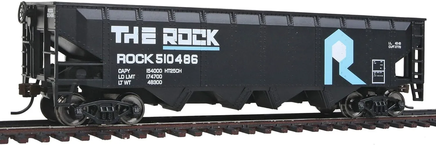 Walthers Trainline HO Scale Model Rock Island Offset Hopper, Black/Blue/White