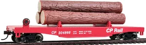 Walthers Trainline(R) Log Dump Car with 3 Logs - Ready to Run Canadian Pacific #304866 (Red, CP Rail Lettering) (931-1771)