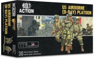 Wargames Delivered US Airborne D-Day Platoon, 30 Detailed 28mm WWII Miniatures, Customizable Paratroopers with M1 Garand, Thompson, Bazooka for Bolt Action Unpainted & Unassembled Wargaming Kit