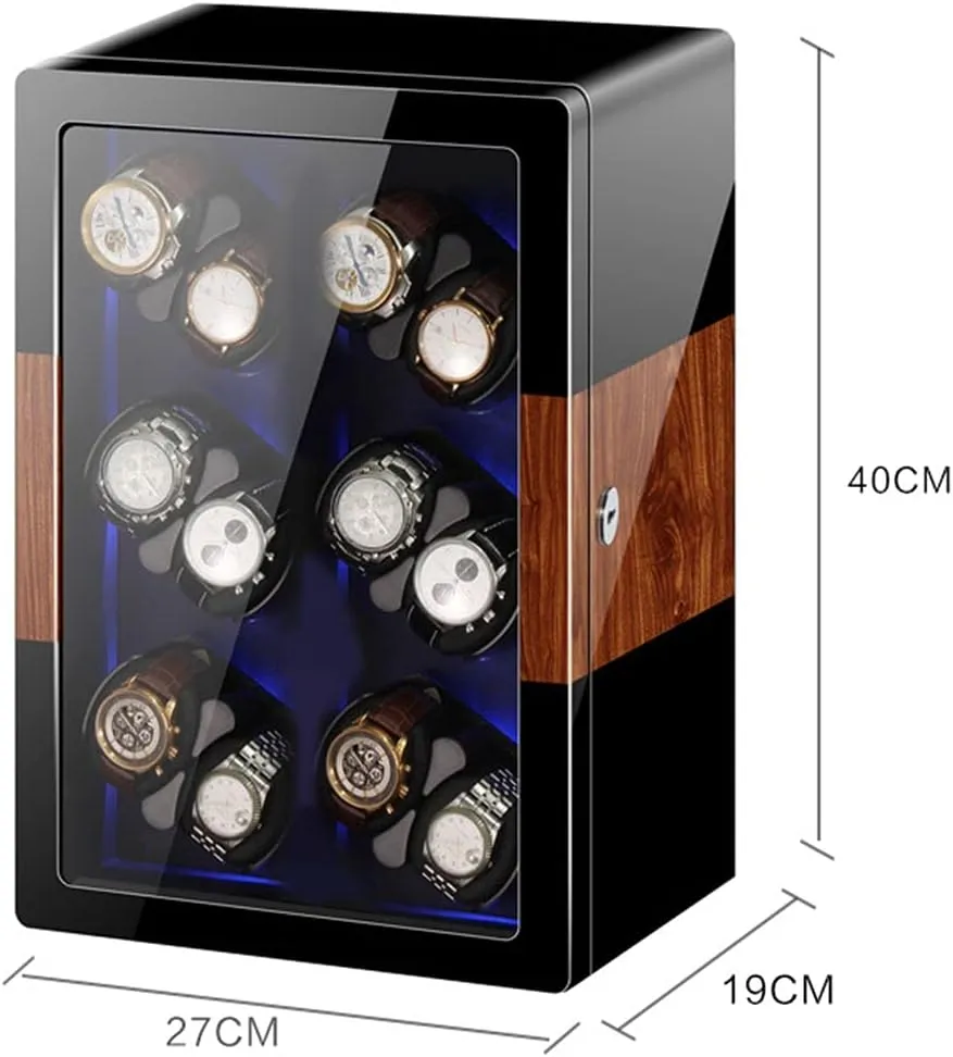 Watch Boxes Automatic Watch Rollers with LED Backlight & Tempered Mirror Glass Door with Access Switch (a 8 epitoper)