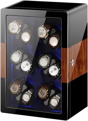 Watch Boxes Automatic Watch Rollers with LED Backlight & Tempered Mirror Glass Door with Access Switch (a 8 epitoper)