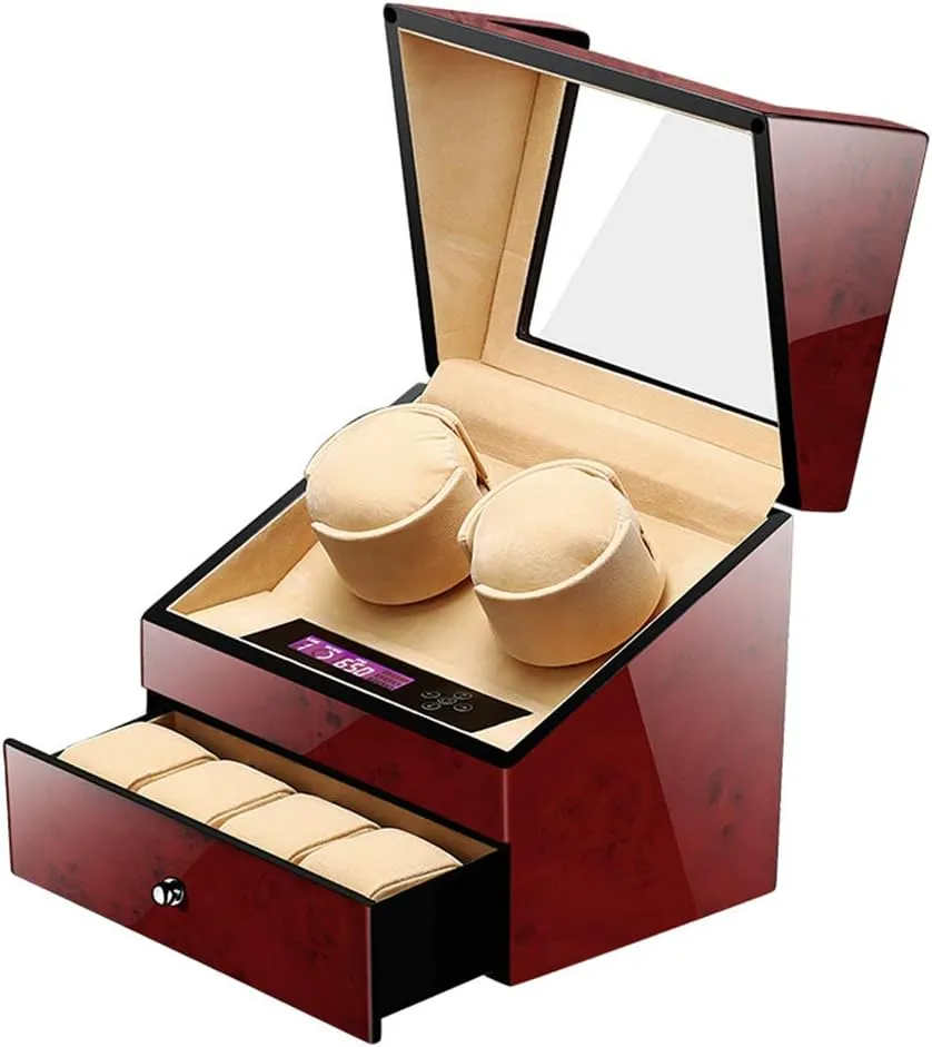 Watch Shaker Swing Box Mechanical Watch Automatic Winding Box Watch Winder Winding Equipped with Ultra-Quiet Motor 2 4 Watch Position with Drawer Automatic Rotating