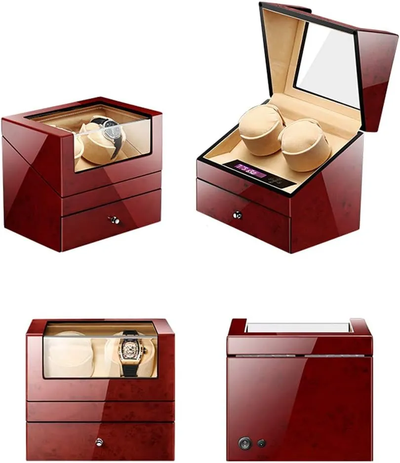 Watch Shaker Swing Box Mechanical Watch Automatic Winding Box Watch Winder Winding Equipped with Ultra-Quiet Motor 2 4 Watch Position with Drawer Automatic Rotating