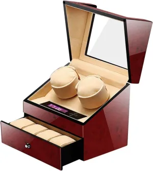 Watch Shaker Swing Box Mechanical Watch Automatic Winding Box Watch Winder Winding Equipped with Ultra-Quiet Motor 2 4 Watch Position with Drawer Automatic Rotating