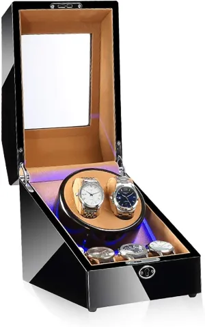 Watch Stand watch winders for automatic watches - 3 2 Mechanical Watch Shaker LED Automatic Winding Box Household Mute Anti-magnetic Electric Motor Box Watch Storage Display Box Open Lid Sto