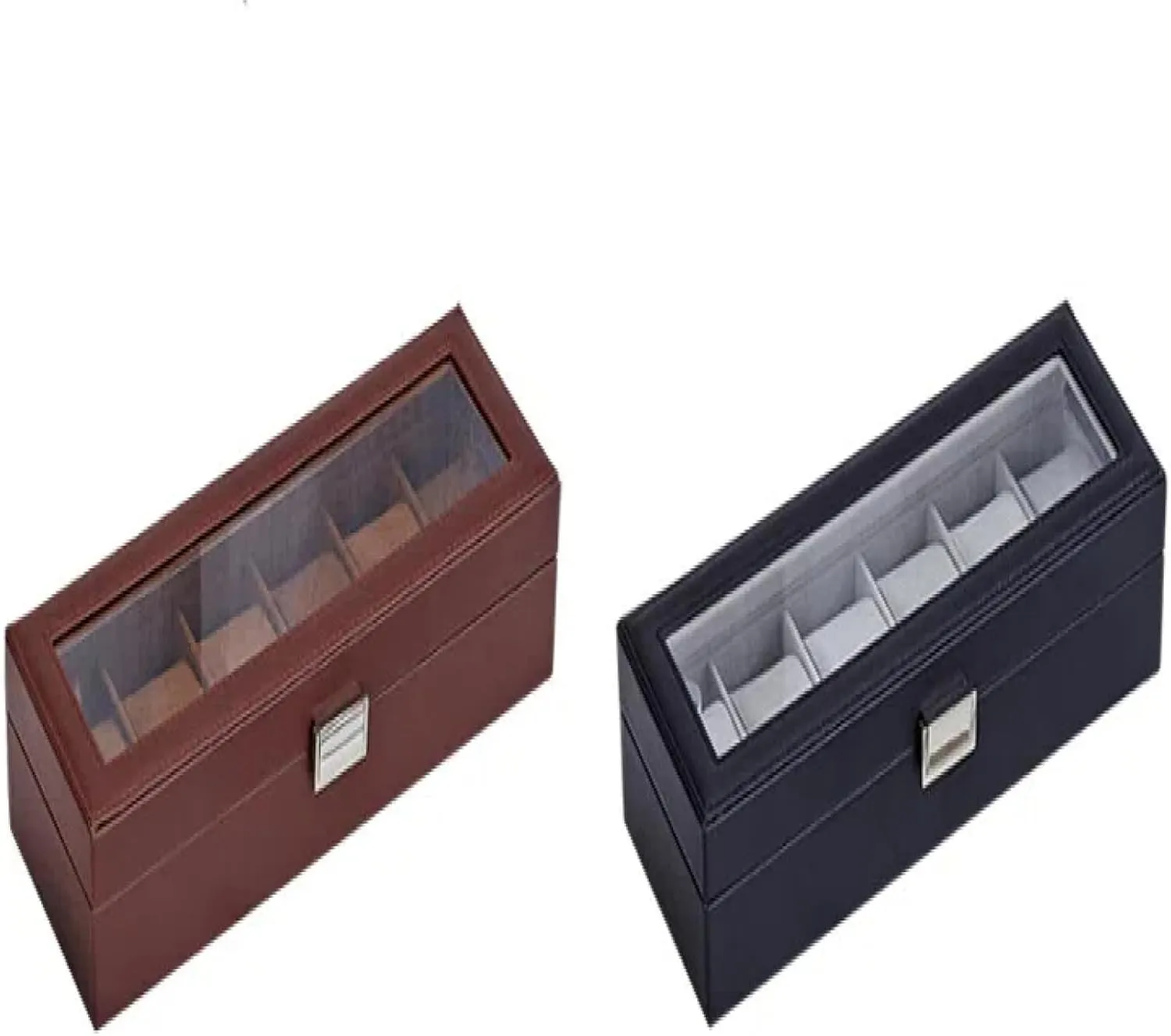 Watch storage box, transparent glass cover, leather home display watch box