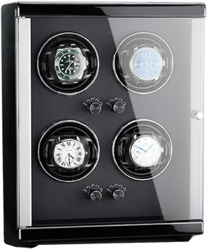 Watch Winder for 4 Automatic Watches 5 Rotation Modes Wood Shell Piano Finish Silent Motor Fit for Universal Lady and Men's Watch Storage Box for Winding,Upgrade