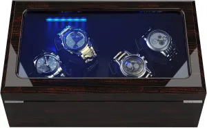 Watch Winder with Memory Foam Watch Pillows with Four Rotation Modes, No Noise 10dp Anti-Magnetic Design 2 L Size Watch Pillows Included for Women's and Men's Watches