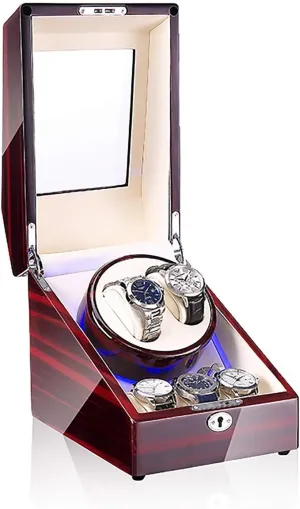 Watch Winders - 3 2 Mechanical Watch Shaker LED Automatic Winding Box Household Mute Anti-Magnetic Electric Motor Box Watch Storage Display Box Open Lid Stop