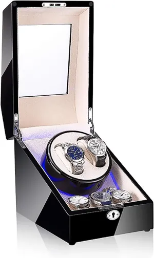 Watch Winders - 3 2 Mechanical Watch Shaker LED Automatic Winding Box Household Mute Anti-Magnetic Electric Motor Box Watch Storage Display Box Open Lid Stop