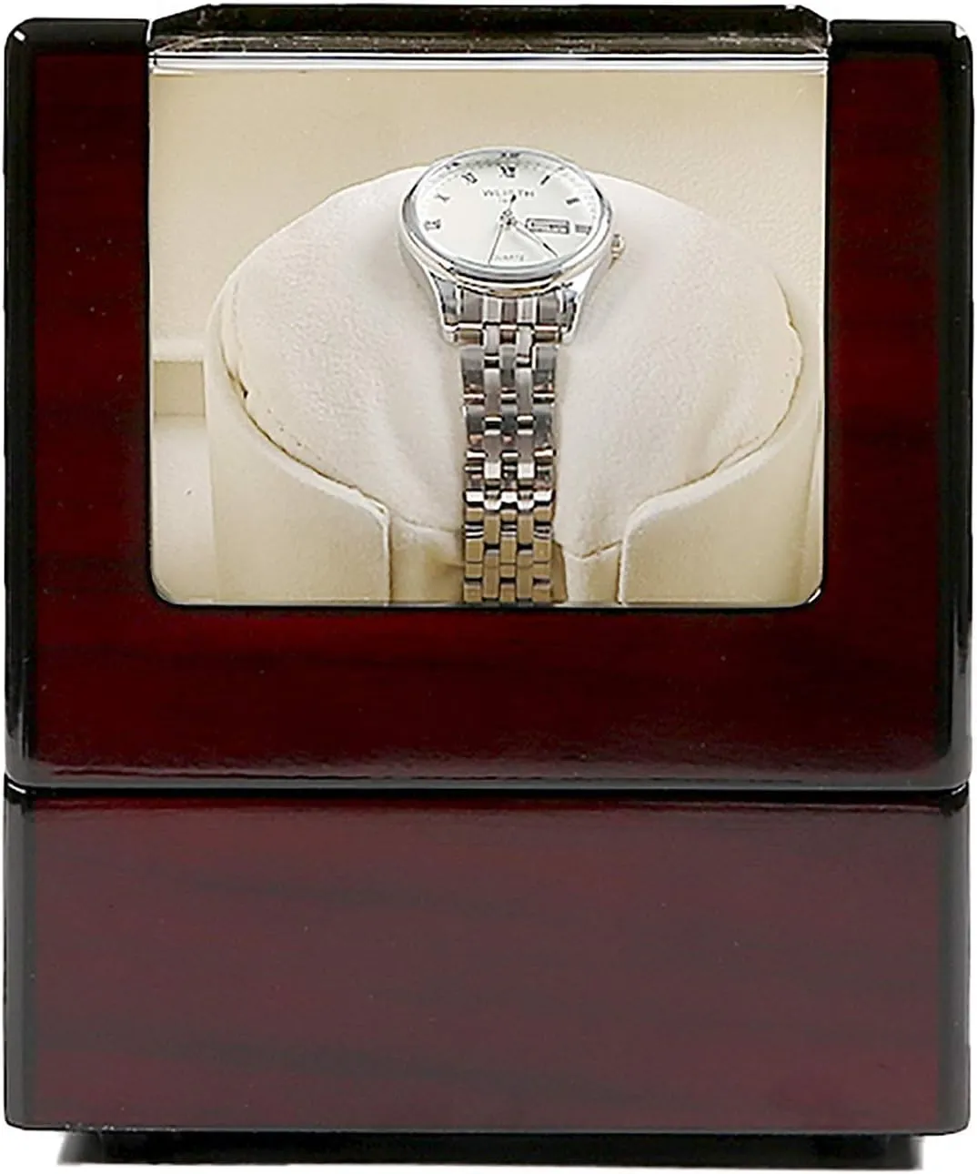 Watch Winders - Automatic Single Position Watch Winder Wood Paint Winding Display Holder Jewelry Cabinet Storage Box Watch Case Motor Watch Mover Shaker for Home Mall