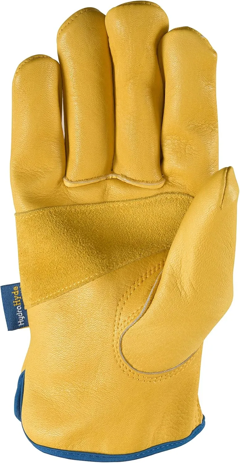Wells Lamont Men’s Adjustable HydraHyde Full Leather Work Gloves | Water-Resistant | Extra Large (1164XL)