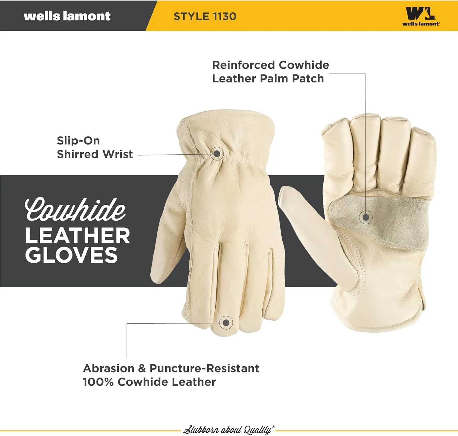Wells Lamont Men's Leather Work Gloves, Reinforced Palm, Durable for Yardwork, Construction, and DIY, Beige, XXX-Large (1130XXX)