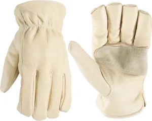 Wells Lamont Men's Leather Work Gloves, Reinforced Palm, Durable for Yardwork, Construction, and DIY, Beige, XXX-Large (1130XXX)