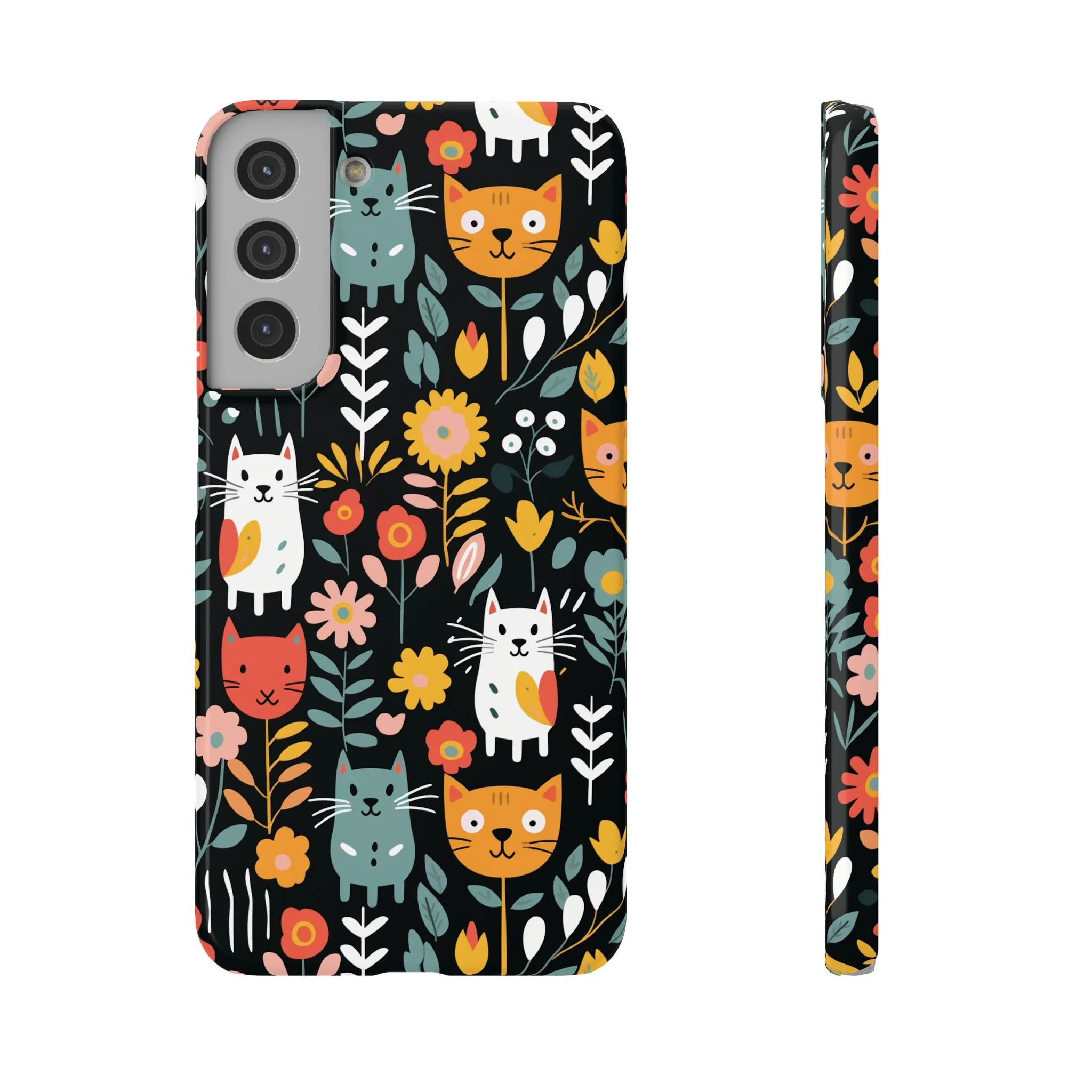 Whimsical Feline Garden Slim Cases for iPhone and Samsung Phones