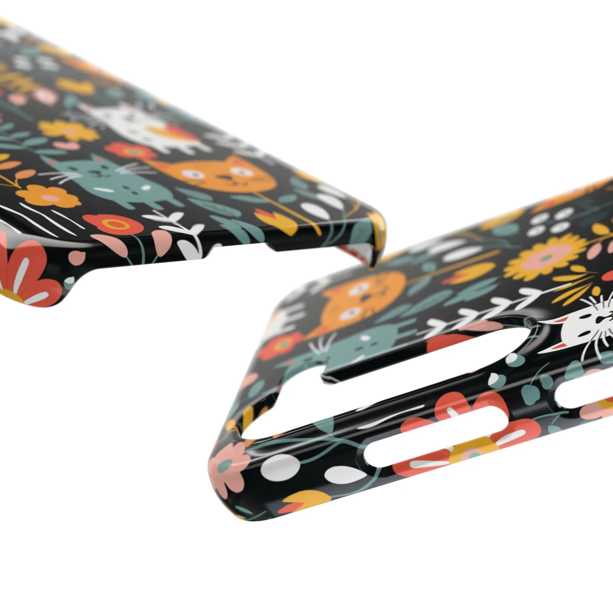 Whimsical Feline Garden Slim Cases for iPhone and Samsung Phones