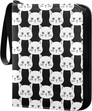White Cat Card Binder 4 Pockets, 400 Pockets Trading Card Binder Removable Card Albums Card Holder for Games, Sports, Football, Baseball Cards