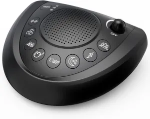 White Noise Machine – Portable Sound Machine Sleep Therapy with 24 Non Looping Natural Soothing Sounds, Memory Function, Auto-Off Timer, 2 USB Charger, Headphone Jack for Adults Baby Kids Travel