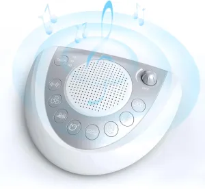 White Noise Sound Machine for Sleeping Baby Kid Adult Office Privacy with 24 Soothing Sounds, Portable Sleep Machine White Noise Fan Natural Sound, Battery & Plug, Timer, 2 USB Charger, Headphone Jack