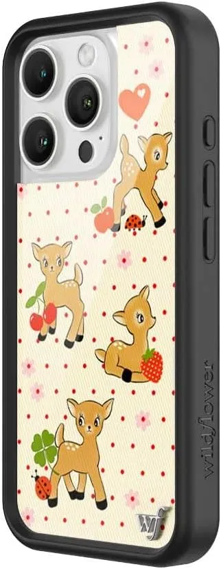 Wildflower Cases - Oh Deer, Compatible with Apple iPhone 16 Pro | Animals Fruit Floral Dainty Aesthetic Cute Trendy - Protective Black Bumper, 4ft Drop Test Certified, Women Owned Small Business