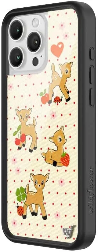 Wildflower Cases - Oh Deer, Compatible with Apple iPhone 16 Pro Max | Animals Fruit Floral Dainty Aesthetic Cute Trendy - Protective Black Bumper, 4ft Drop Test Certified, Women Owned Small Business