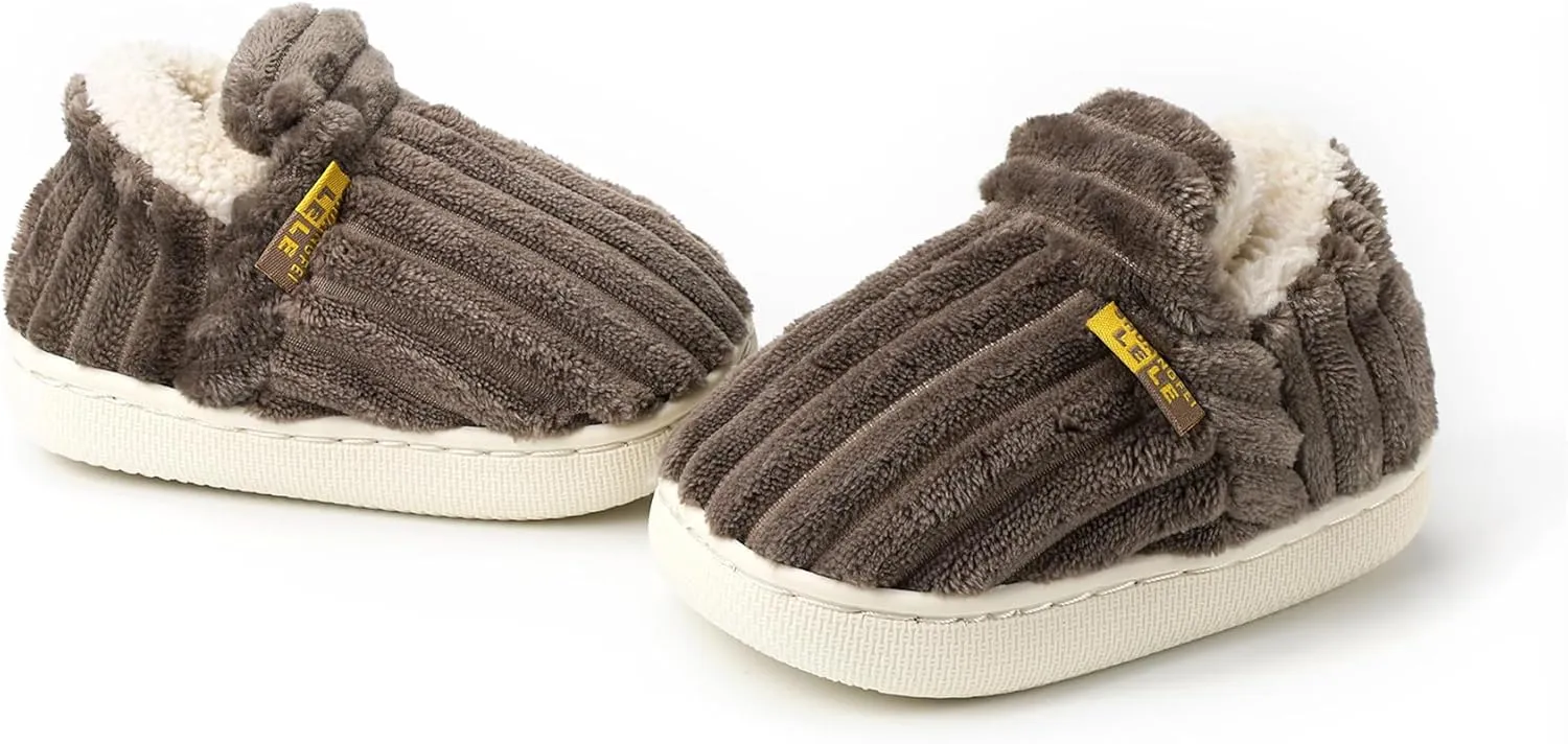 WILLFUN Unisex-Child Fleece Slippers Boys Girls Warm Winter Indoor/Outdoor Shoes for Little Kids