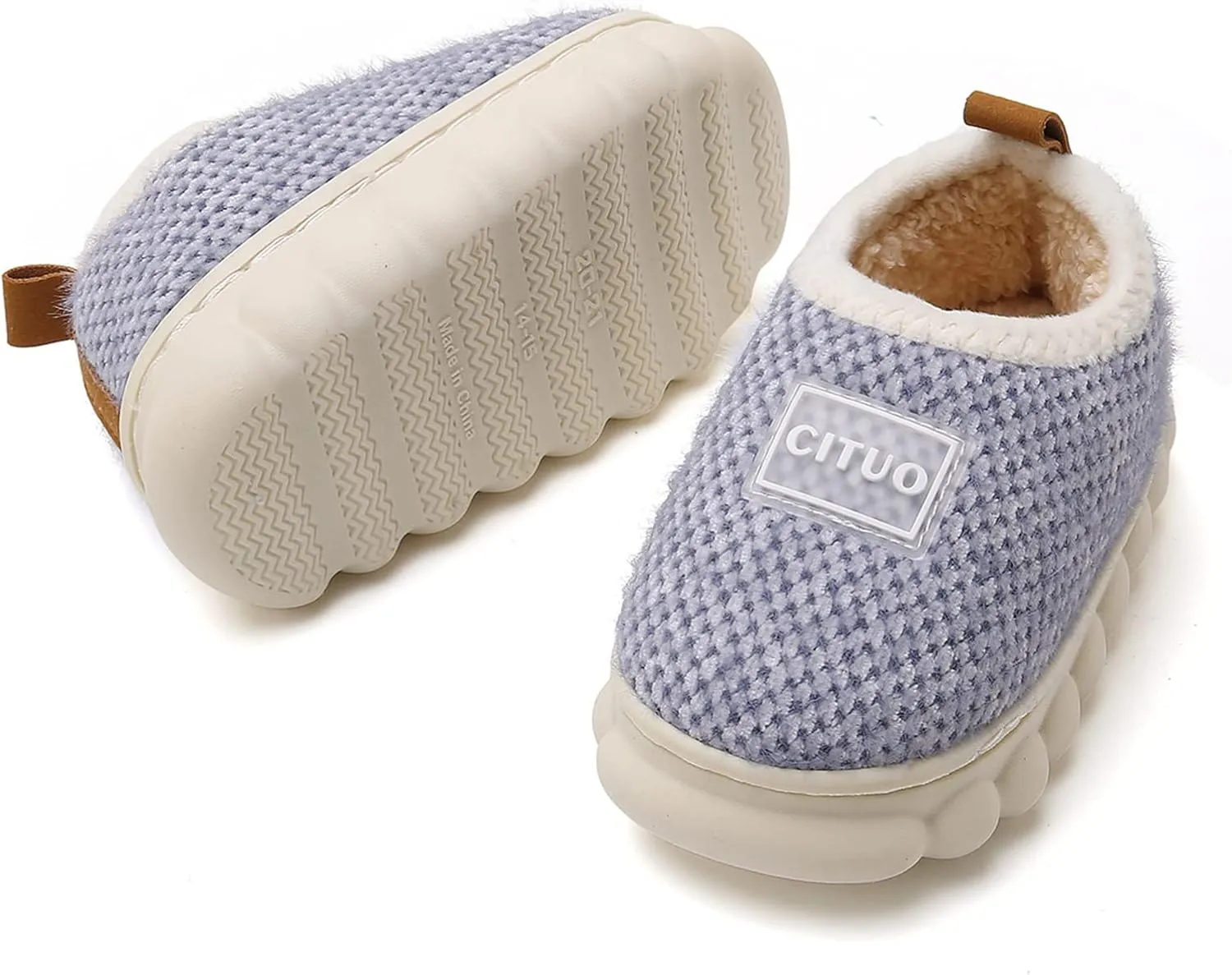 WILLFUN Unisex-Child Fleece Slippers Boys Girls Warm Winter Indoor/Outdoor Shoes for Little Kids