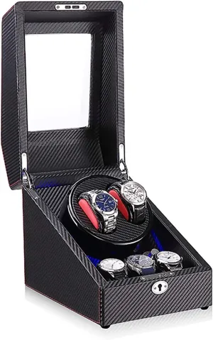 Winding Box Watch Winders - 3 2 Mechanical Watch Shaker LED Automatic Winding Box Household Mute Anti-Magnetic Electric Motor Box Watch Storage Display Box Open Lid Stop Quiet and Well