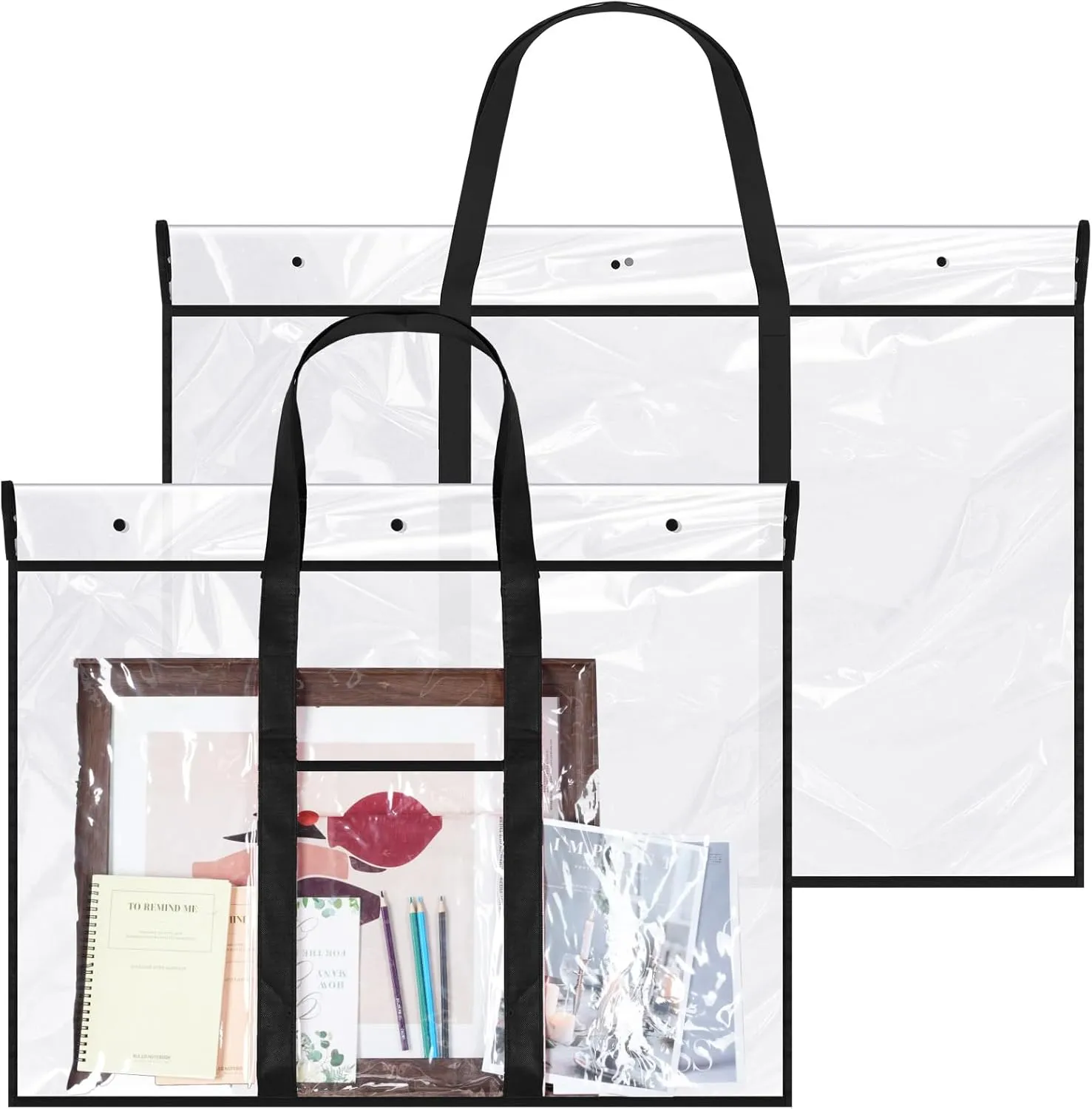 Windyun 2 Pcs Large Poster Storage Bag 48 x 36 Inches 31.5 x 25.5 Inches Bulletin Board Holder Classroom Organization and Storage Poster Container Art Portfolio Case(Black)