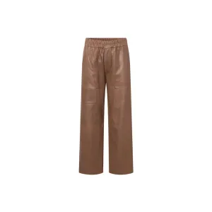 Women Brown leather pants in full length
