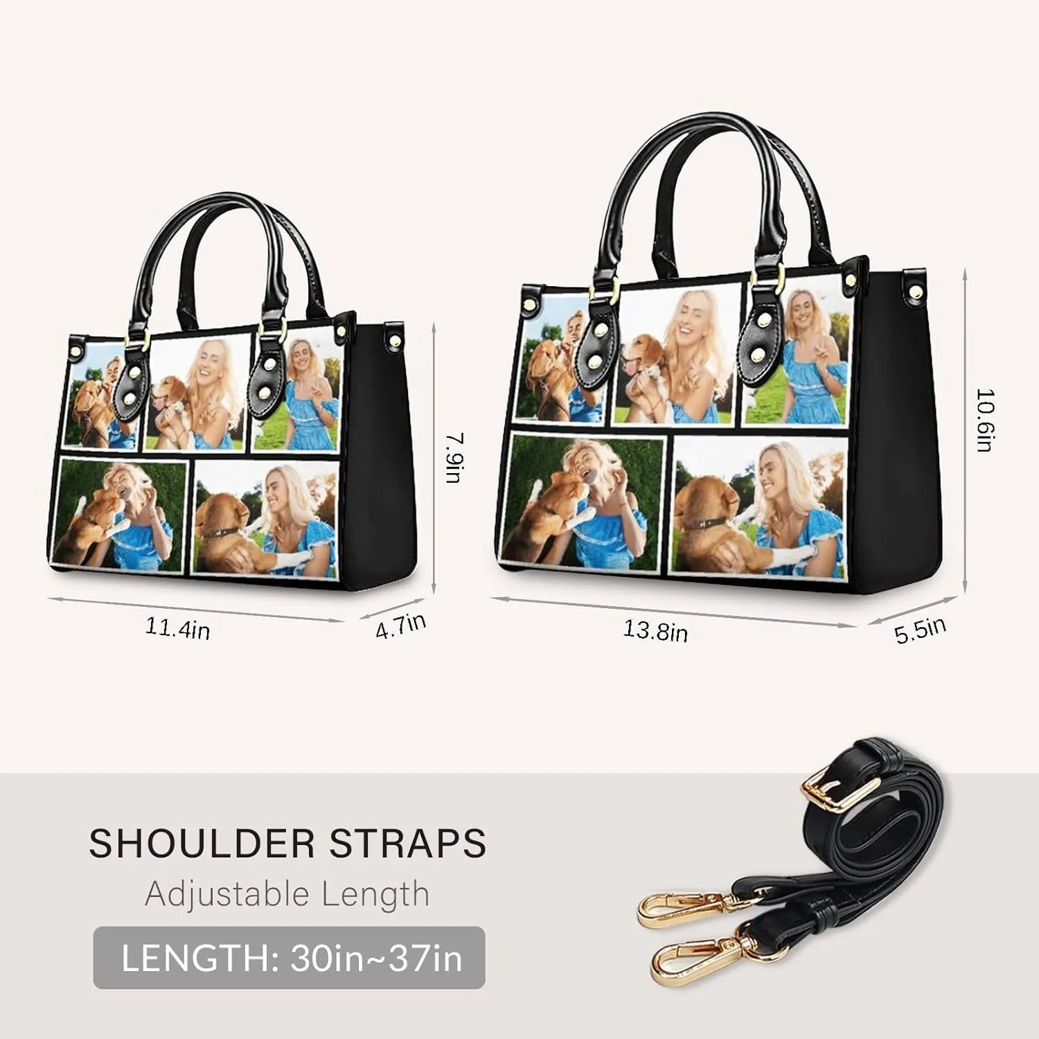 Women Handbag, Fashion Leather Top Handbag, Custom Name Photo Tote Bag, Gift for Mom Teacher Bridesmaid