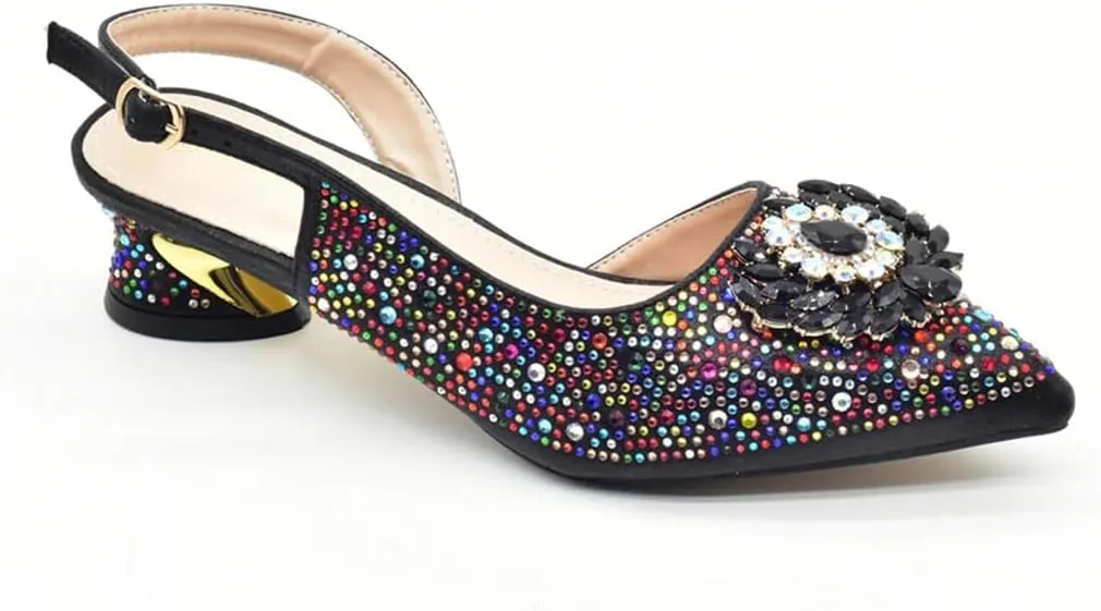 Women Nigerian Italian Shoes and Bags Set Decorated with Rhinestone African Luxury Shoe and Bag Matching Set