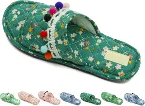 Women's Floral Open Toe Summer Spa Slippers, Lightweight, Comfortable, Portable, Multi-Use