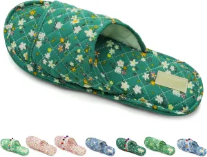 Women's Floral Open Toe Summer Spa Slippers, Lightweight, Comfortable, Portable, Multi-Use