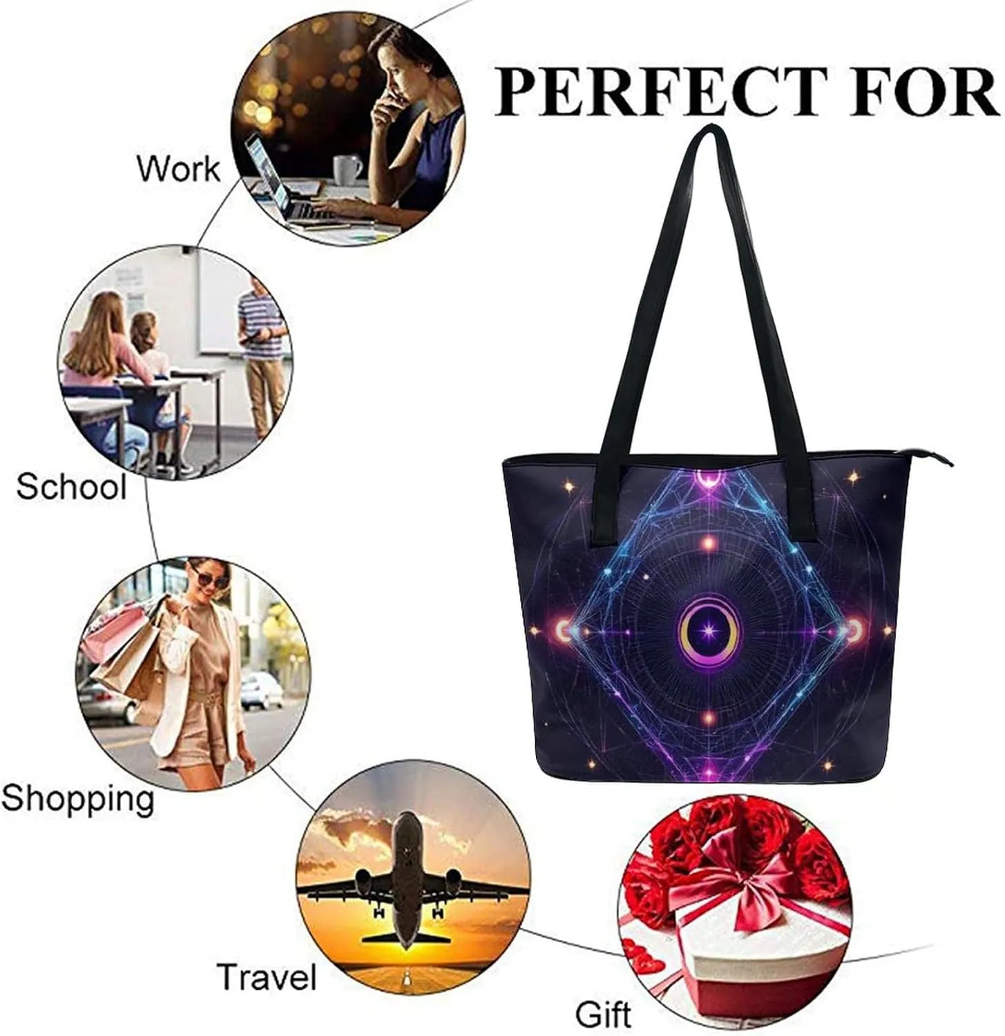 Women's Leather Handbag Commuter Bag Large Work Tote Bag With Zipper