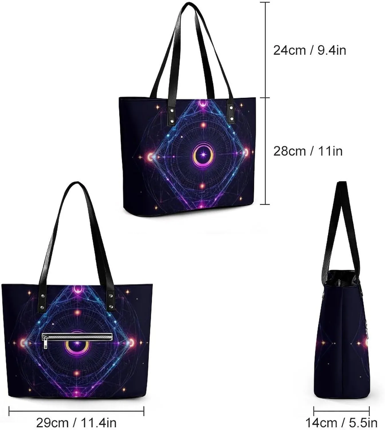 Women's Leather Handbag Commuter Bag Large Work Tote Bag With Zipper