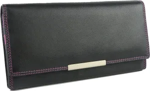 Women's Leather Purse By - Rio - Black, Purple & Berry - Gift Boxed