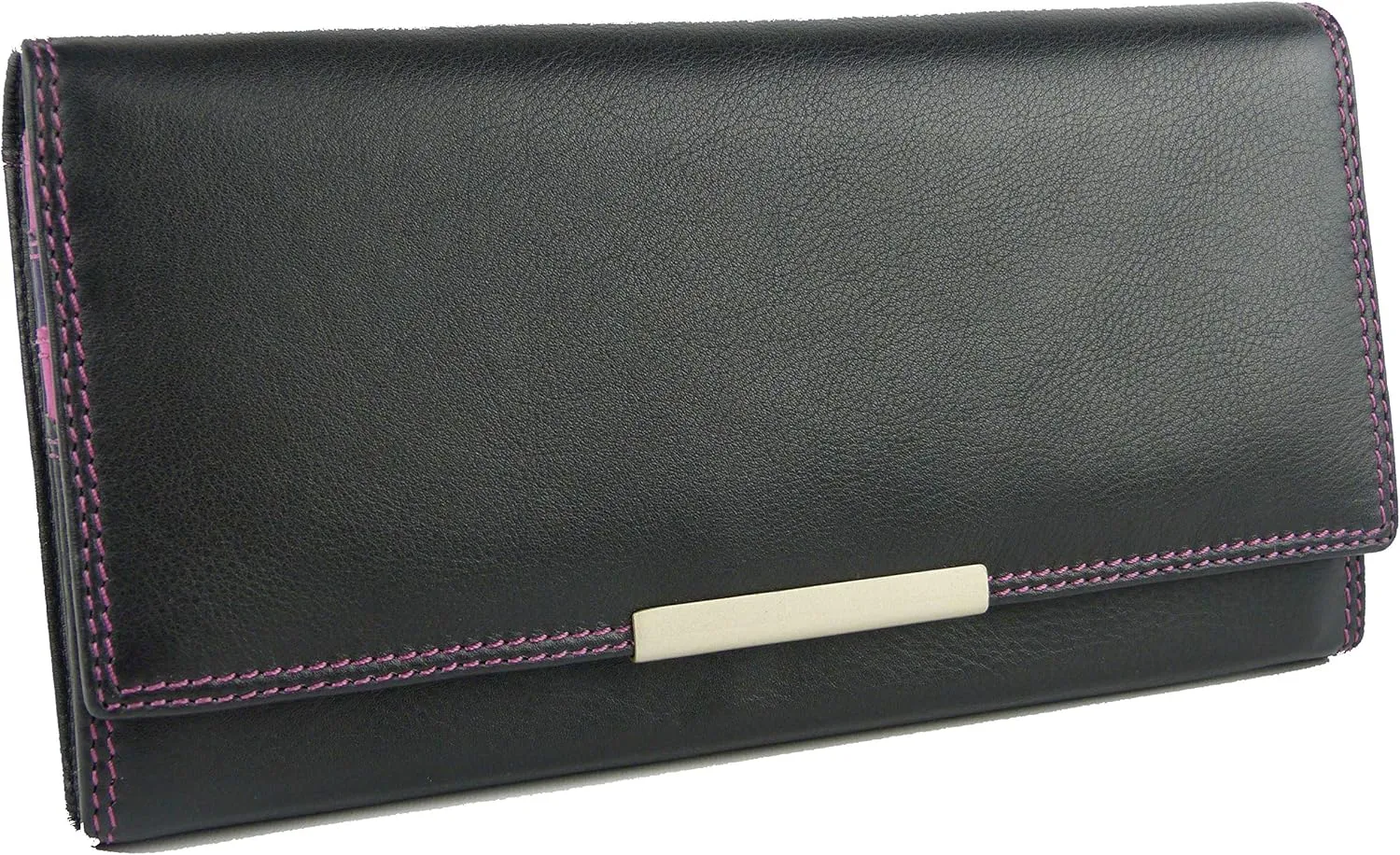 Women's Leather Purse By - Rio - Black, Purple & Berry - Gift Boxed