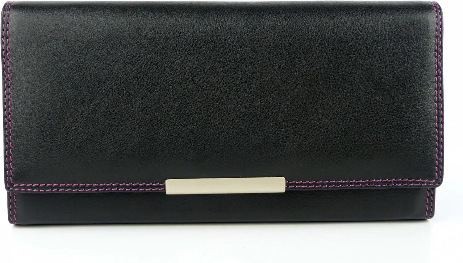 Women's Leather Purse By - Rio - Black, Purple & Berry - Gift Boxed