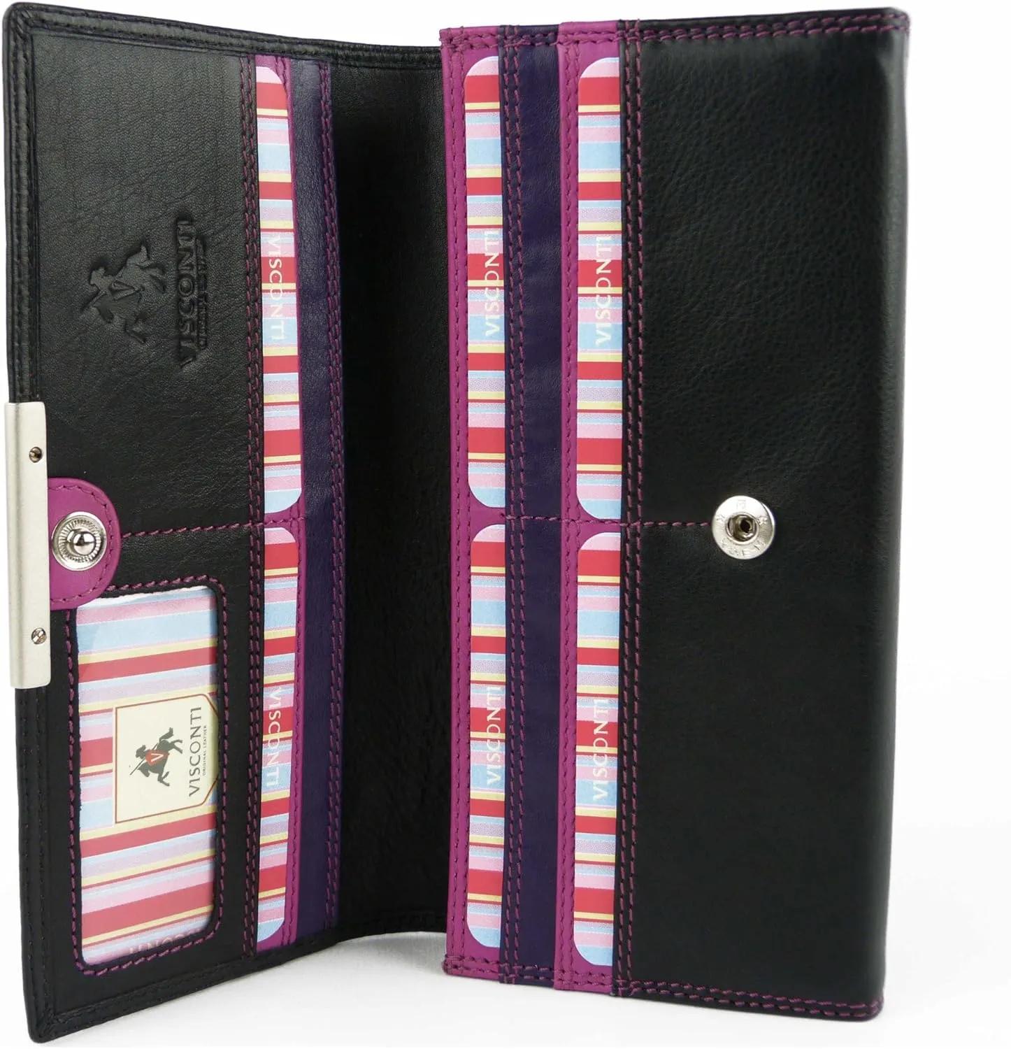 Women's Leather Purse By - Rio - Black, Purple & Berry - Gift Boxed
