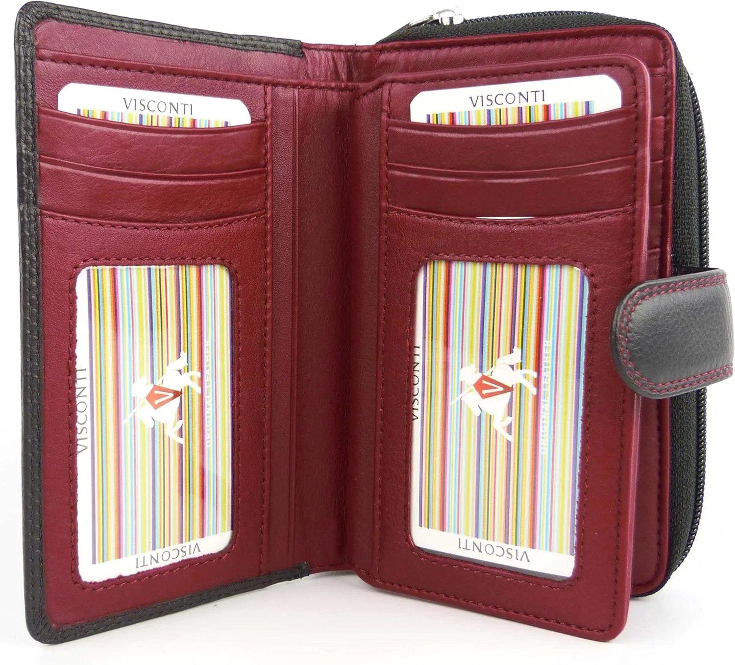 Women's Soft Leather Red Two Tone Purse Wallet