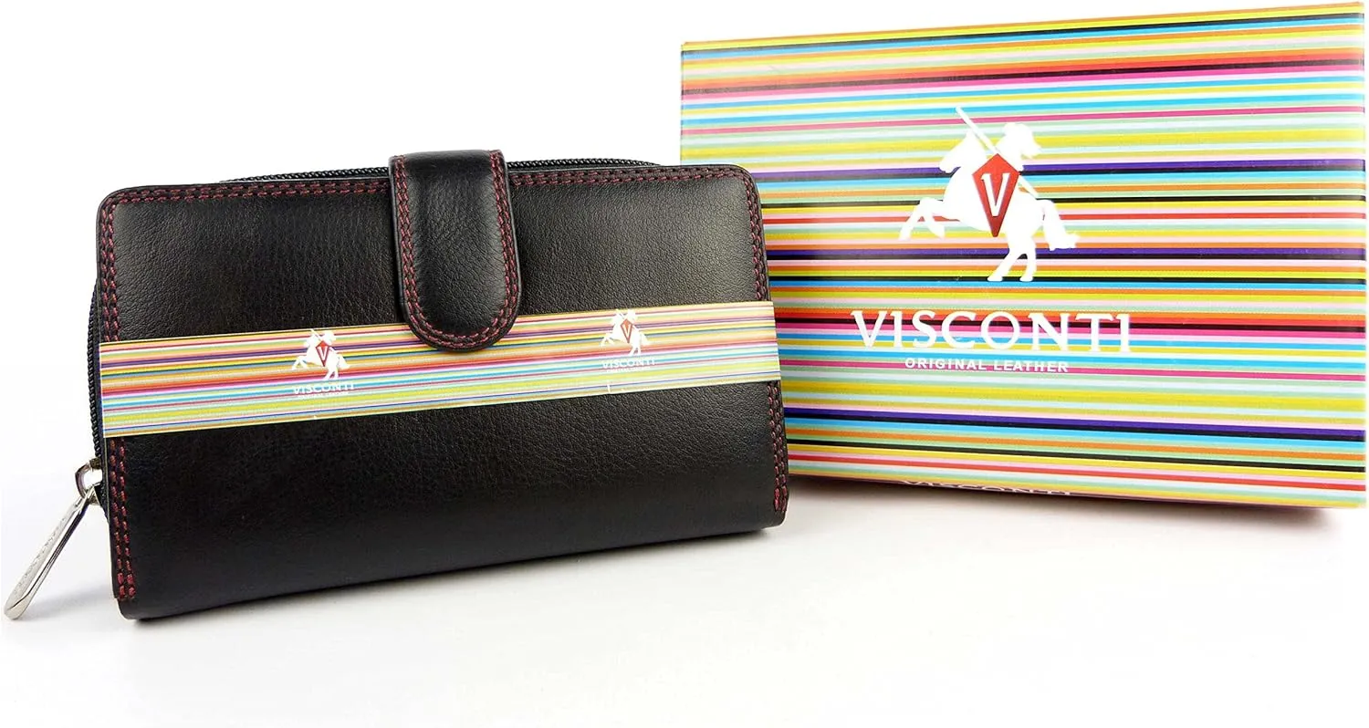 Women's Soft Leather Red Two Tone Purse Wallet