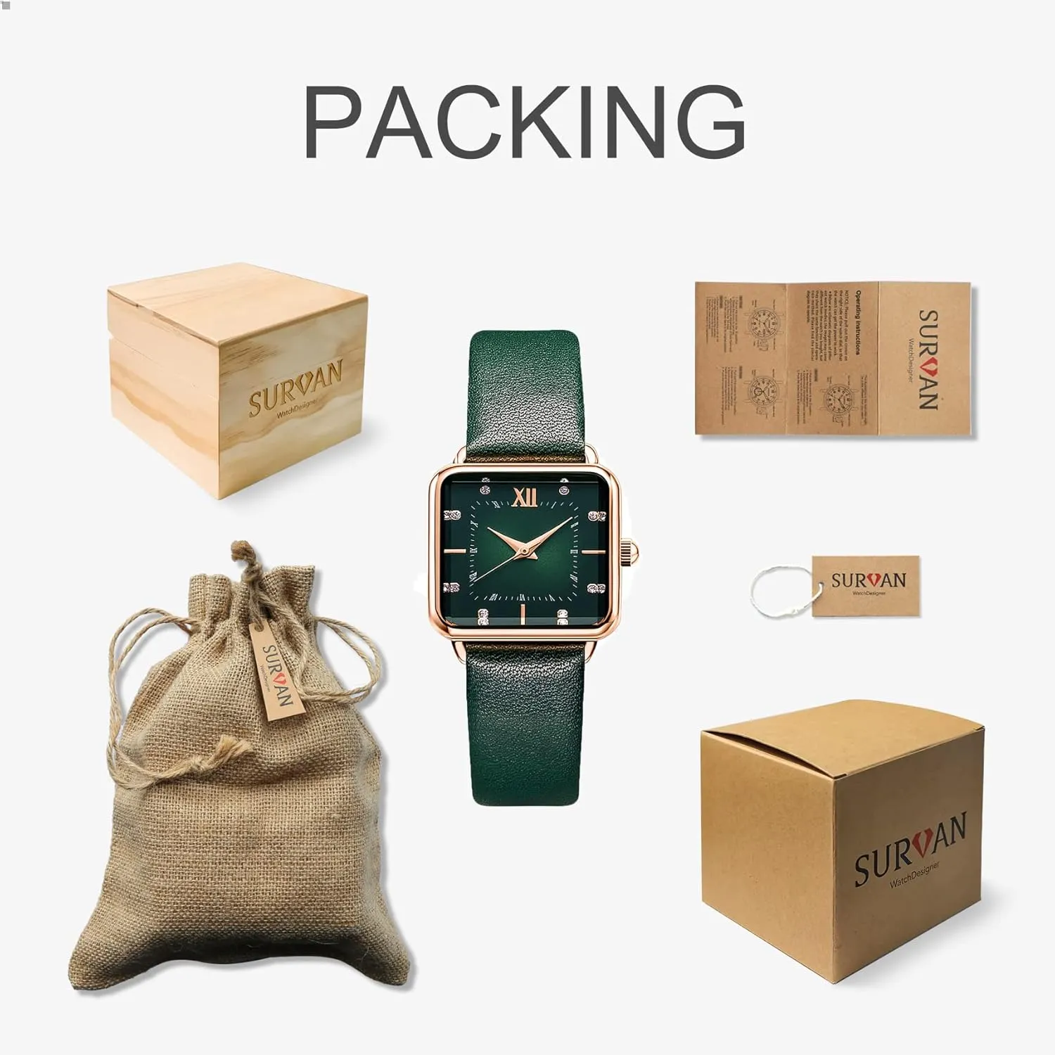 Women's Watches with Stainless Steel Square Round Dial Quartz Watch with Satin Genuine Leather Strap Elegant Minimalist Waterproof